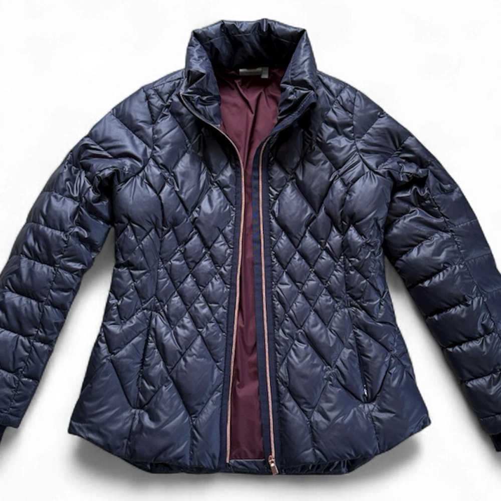 ATHLETA Quilted Down Jacket in Navy Size Medium